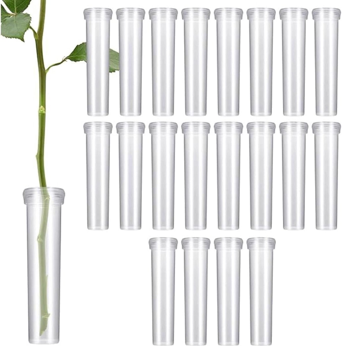 Bloemtubes 1.8*7cm - Plastic Water Tubes met Deksel - Herbruikbaar en Duurzaam - Voor Langdurige Bloemenarrangementen - ShopVlot