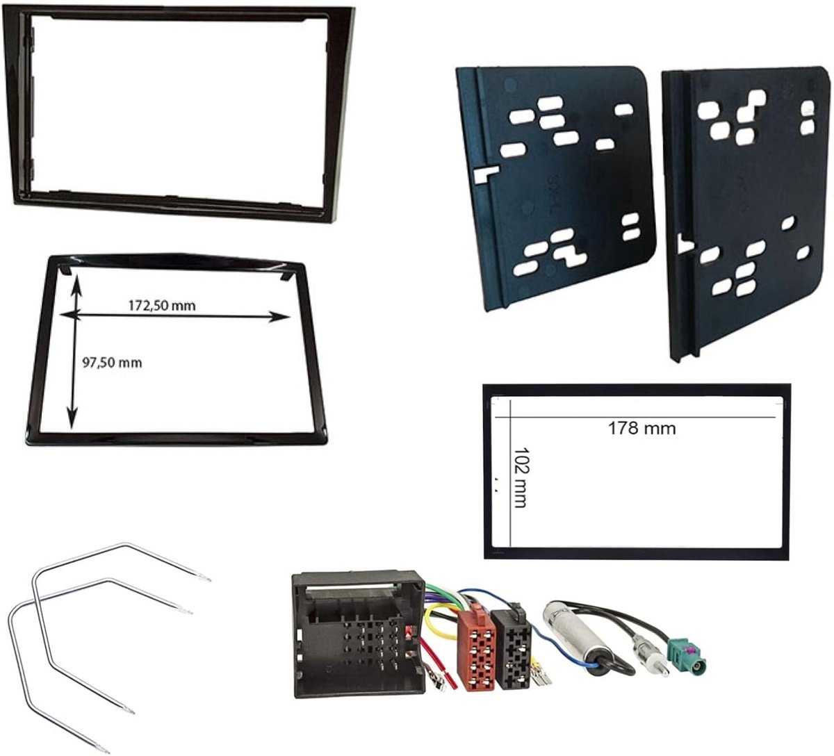 Radio panel kit 2-din - Glanzend zwart - Geschikt voor Opel en Vauxhall - Eenvoudige installatie - ShopVlot