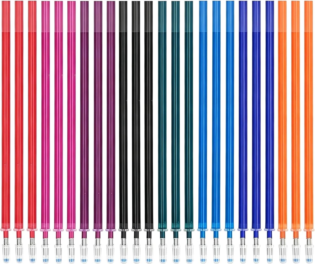 Set van 24 uitwisbare vullingen 0,7 mm - kleurrijke navullingen - 8 kleuren gesorteerd - ideaal voor foutloos schrijven - ShopVlot