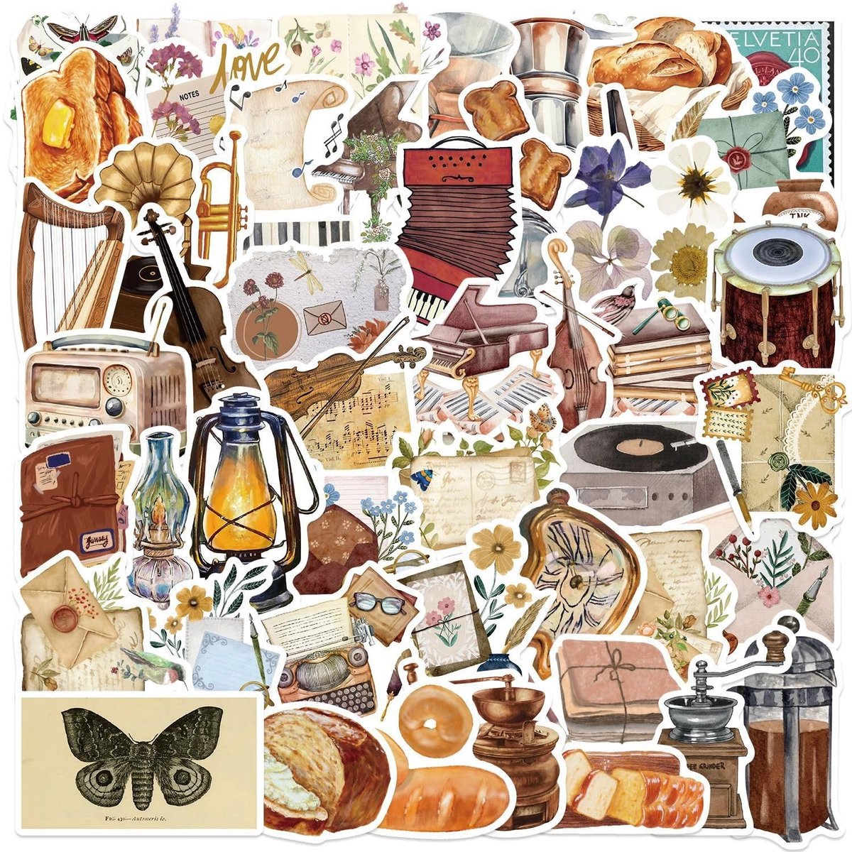 Solidchoice - Set van 50 Waterdichte Vintage Vinyl Stickers