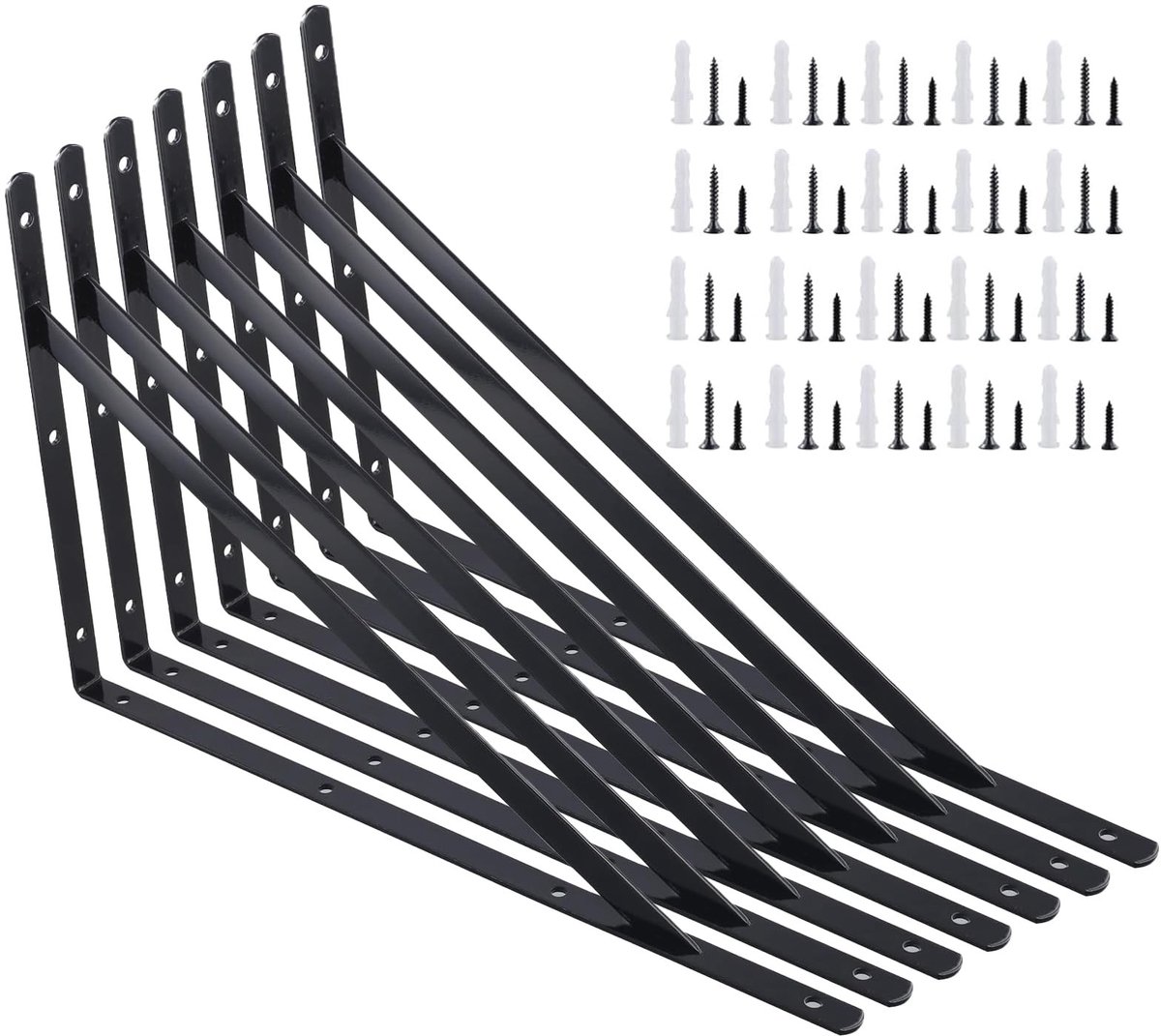 Solidchoice - Set van 8 Zwarte Hoekplanken voor Sterke Ondersteuning