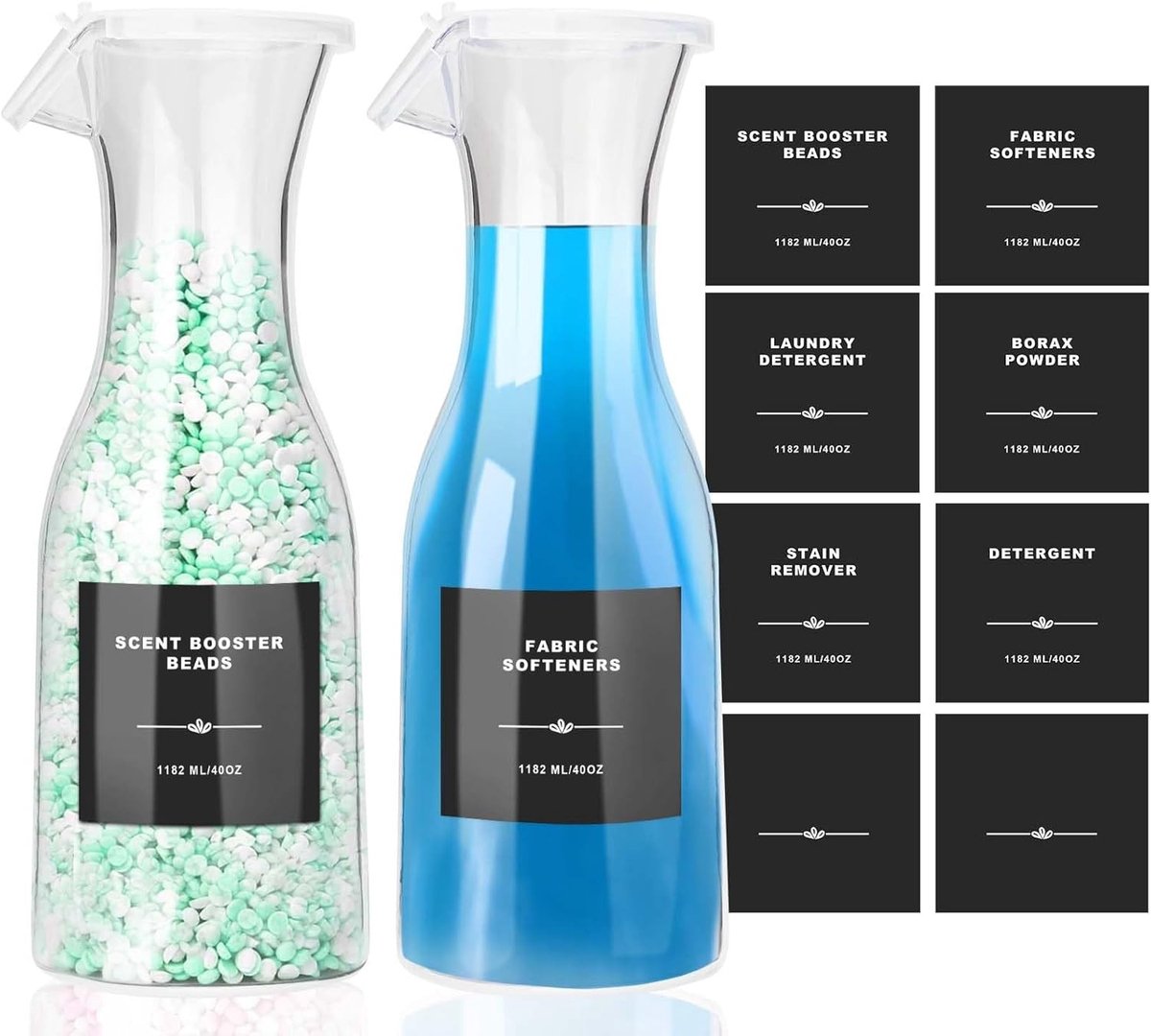 Vloeibare wasmiddel dispenser - Transparant - 1182 ml - Lichtgewicht PET-materiaal - Voor waskamerorganisatie