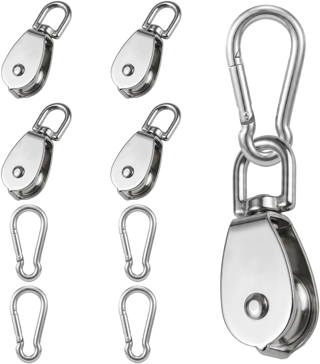 Katrol 4 stuks M20 - roestvrij staal - 75 kg draagkracht - ideaal voor touwen en waslijnen - ShopVlot