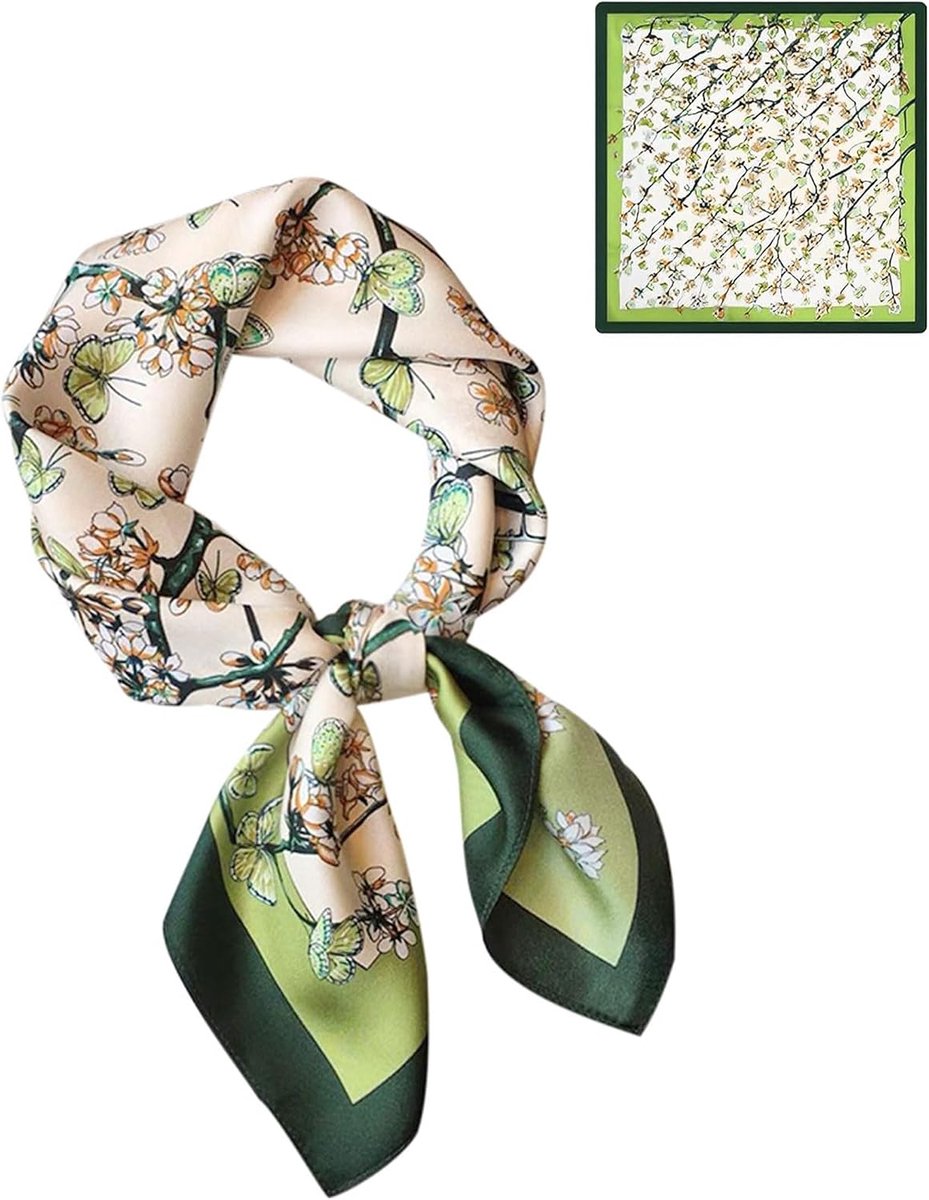 Halsdoek dames 70 cm × 70 cm - kunstzijde - bloemenpatroon - elegant accessoire - ShopVlot