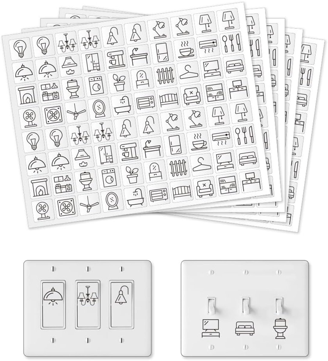 Lichtschakelaar Stickers 400 Stuks - Transparante Labels - 34 Ontwerpen - Decoratie voor Thuis en Kantoor - ShopVlot