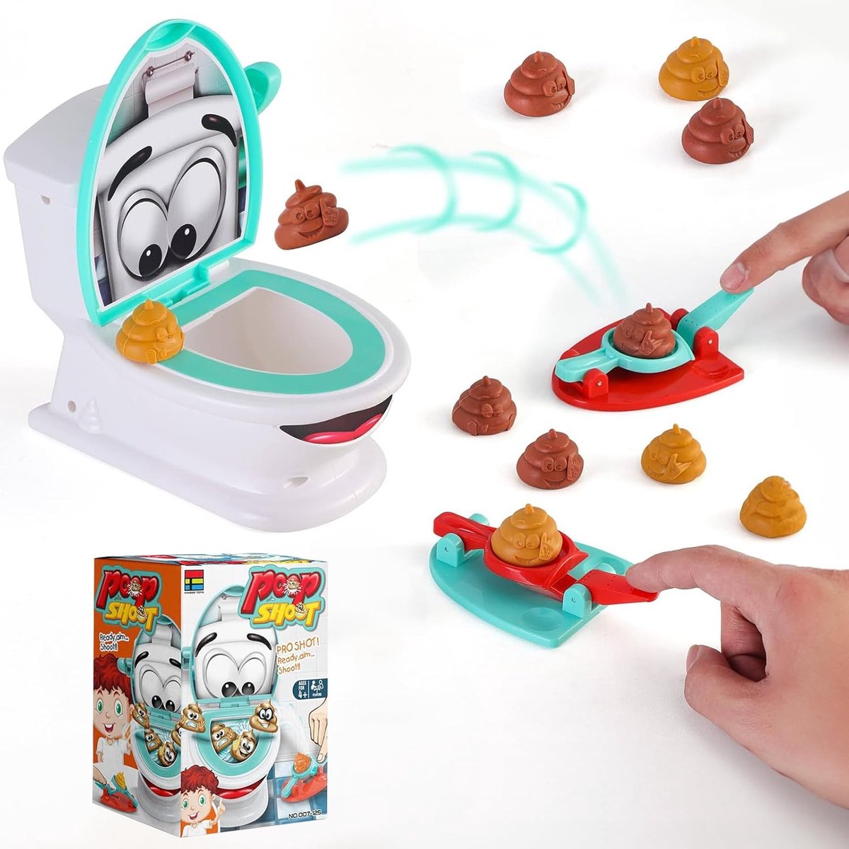 Toiletspel Poep Speelgoed - Inclusief 12 Poepjes en 2 Gooiers - Leuk Gezinsspel voor Kinderen - ShopVlot