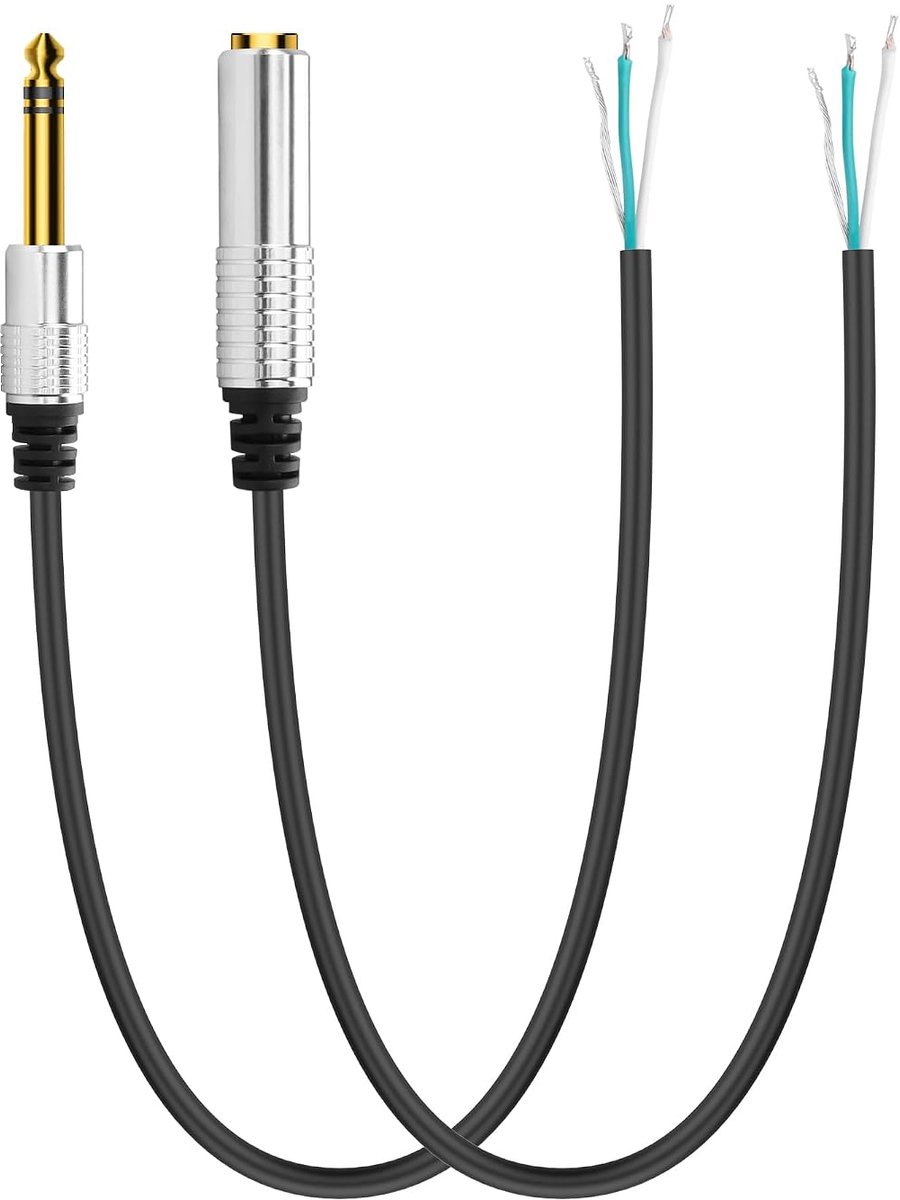 Audio kabel 6.35mm 1/4 inch - TRS jack adapter - open eind - ideaal voor microfoon en luidsprekers - ShopVlot