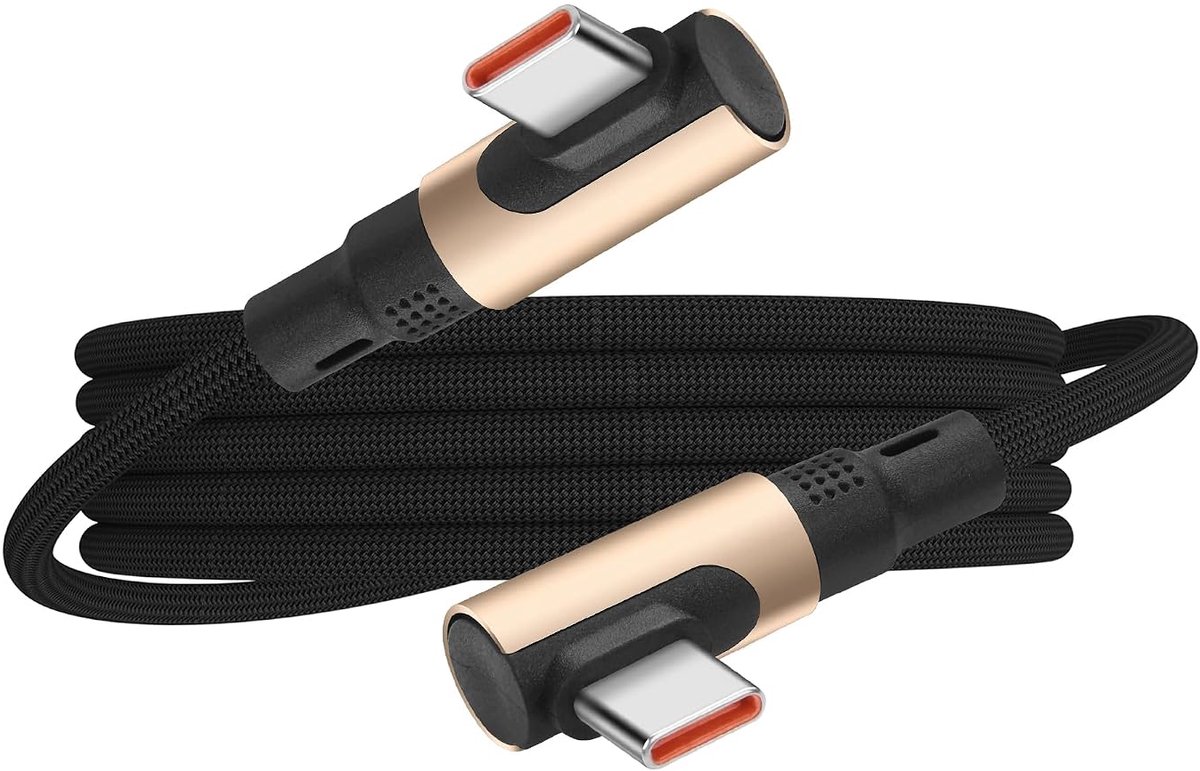 USB C naar USB C kabel 90° - 1,5 meter - nylon gevlochten - 240W snelle oplader - ShopVlot