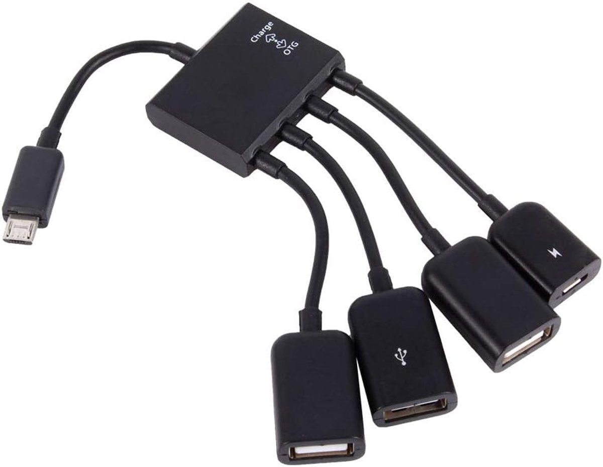 4 poort micro USB adapter kabel - OTG hub - multifunctioneel - verbind apparaten met gemak - ShopVlot