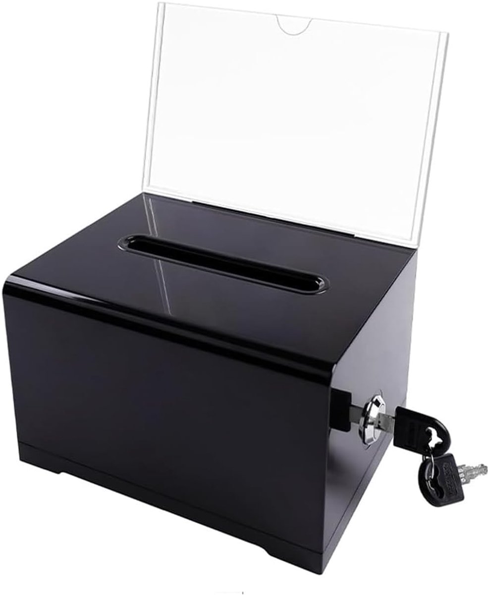 Dispenserbox - Acryl - Zwart met Sleutelslot - Voor Vertrouwelijke Inzendingen - ShopVlot