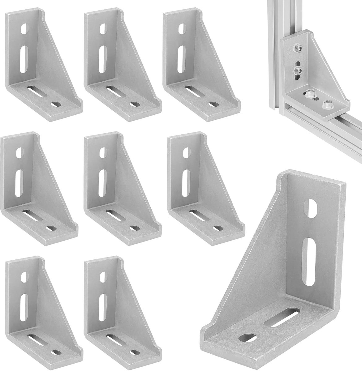 Aluminium hoekbevestigingsmateriaal 40x80 - 8 stuks - hoogwaardig aluminium - ideaal voor duurzame constructies - ShopVlot