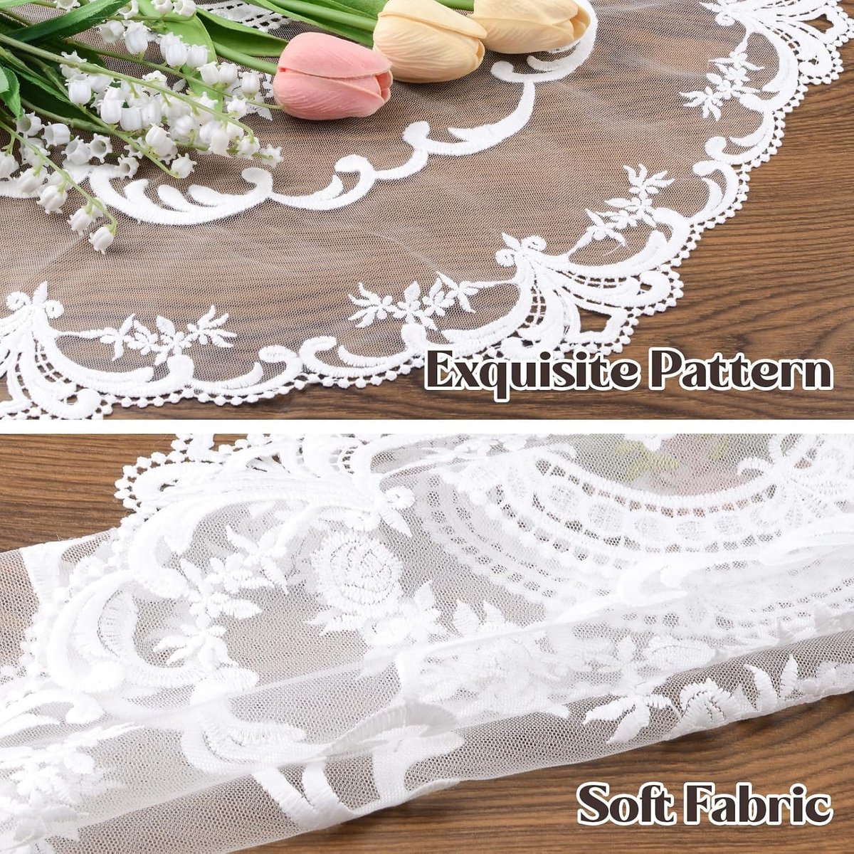 Lace tafelkleed 60cm - wit - geborduurd - perfect voor decoratie - ShopVlot