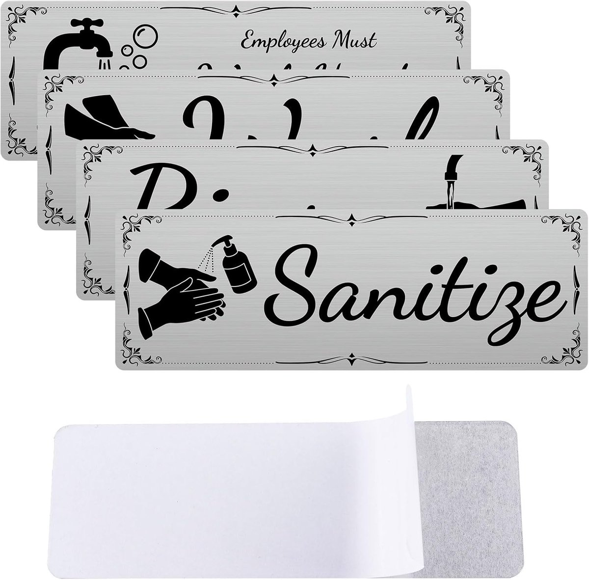 Handwasbord 4-pack - Aluminium - Waterdicht en vervagingsbestendig - Voor hygiëne op de werkplek - ShopVlot