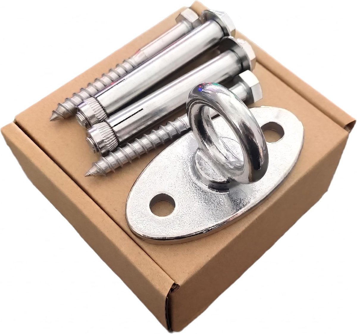 Plafondhaken Heavy Duty M8 - Roestvrijstalen oogplaten - 500 kg draagkracht - Ideaal voor hangmatten - ShopVlot