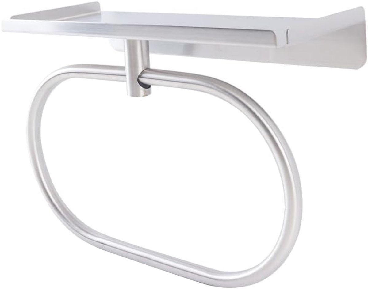 Handdoekring met plank 13 cm - RVS 304 zilver - Z-vormige organizer - Ideaal voor badkameropslag - ShopVlot