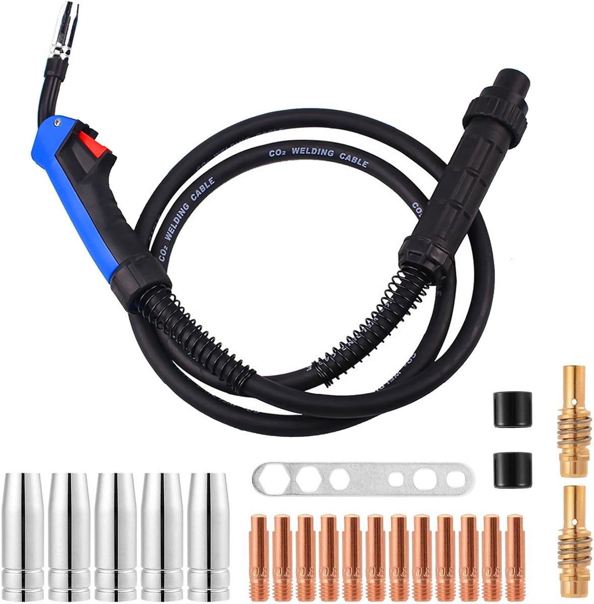 Lasbranderset 4m - Flexibele Slang met Centrale Aansluiting - Inclusief 21 Stuks Accessoires - Voor CO² Lasmachines - ShopVlot