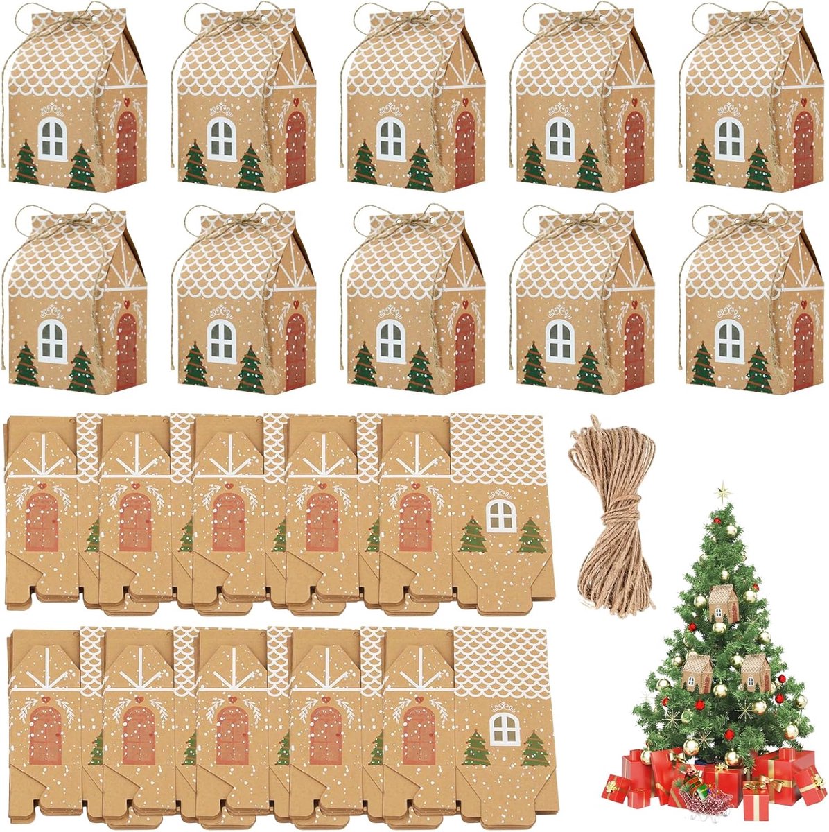 Adventskalenderzakjes 50 stuks - hoogwaardig kraftpapier - milieuvriendelijk - perfect voor kerstcadeaus - ShopVlot