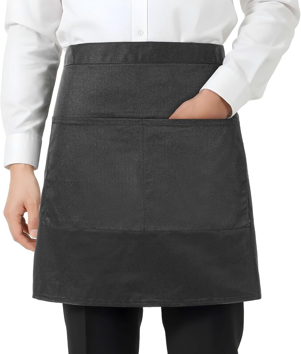 Schort zwart 2 stuks - vooraan te strikken - met 2 zakken - ideaal voor horeca en thuisgebruik - ShopVlot