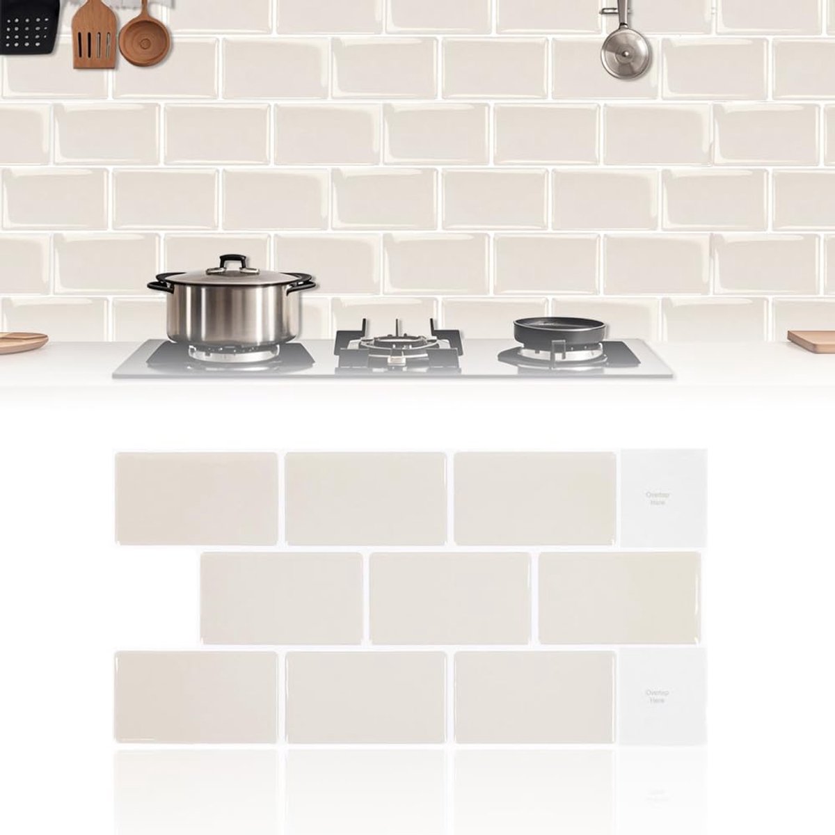 Tegels zelfklevend 30 x 15 cm - 3D tegelstickers - waterproof en hittebestendig - ideaal voor keuken en badkamer - ShopVlot