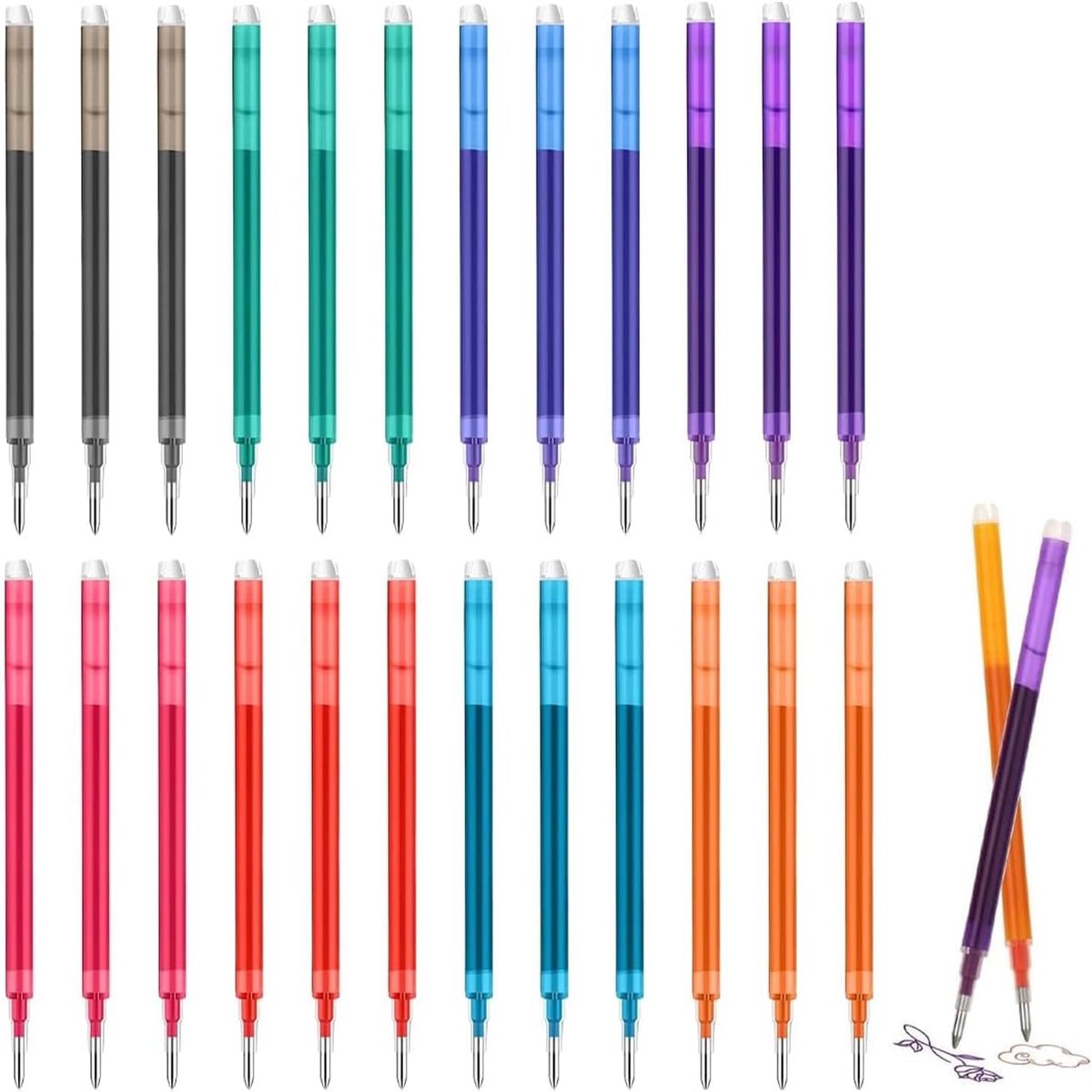 Erasable vullingen 24 stuks - multikleur - 0.7mm punt - ideaal voor foutloos schrijven - ShopVlot
