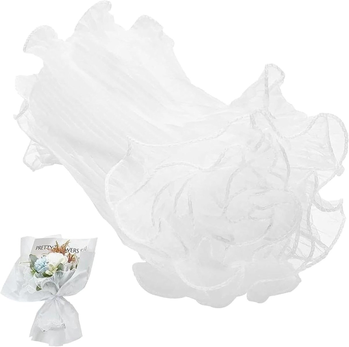 Bloemenpapier 3.5m - crêpe gaas - parelrand - luxe verpakking voor bloemen - ShopVlot