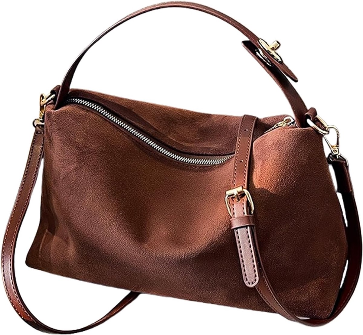 Schoudertas dames klein - zachte suède - verstelbare schouderband - stijlvolle crossbody tas - ShopVlot