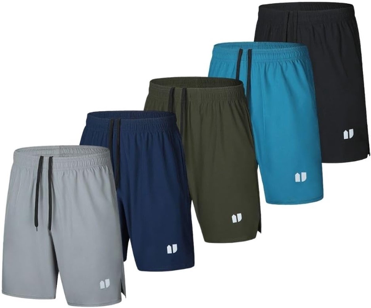 Hardloopshorts heren 5-pack - sneldrogend - met zakken - perfect voor sport - ShopVlot