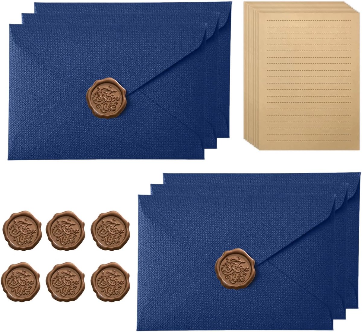Vintage schrijfpapier set - 6 enveloppen en 10 A5 vellen - kraft papier - perfect voor brieven - ShopVlot