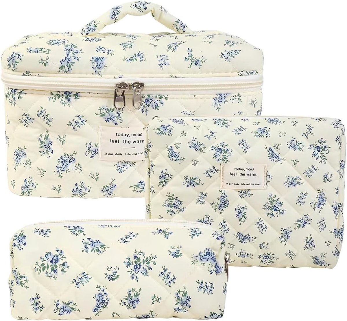 Toilettas set van 3 - comfortabele katoenen cosmetica tassen - duurzaam en handig voor reizen - ShopVlot