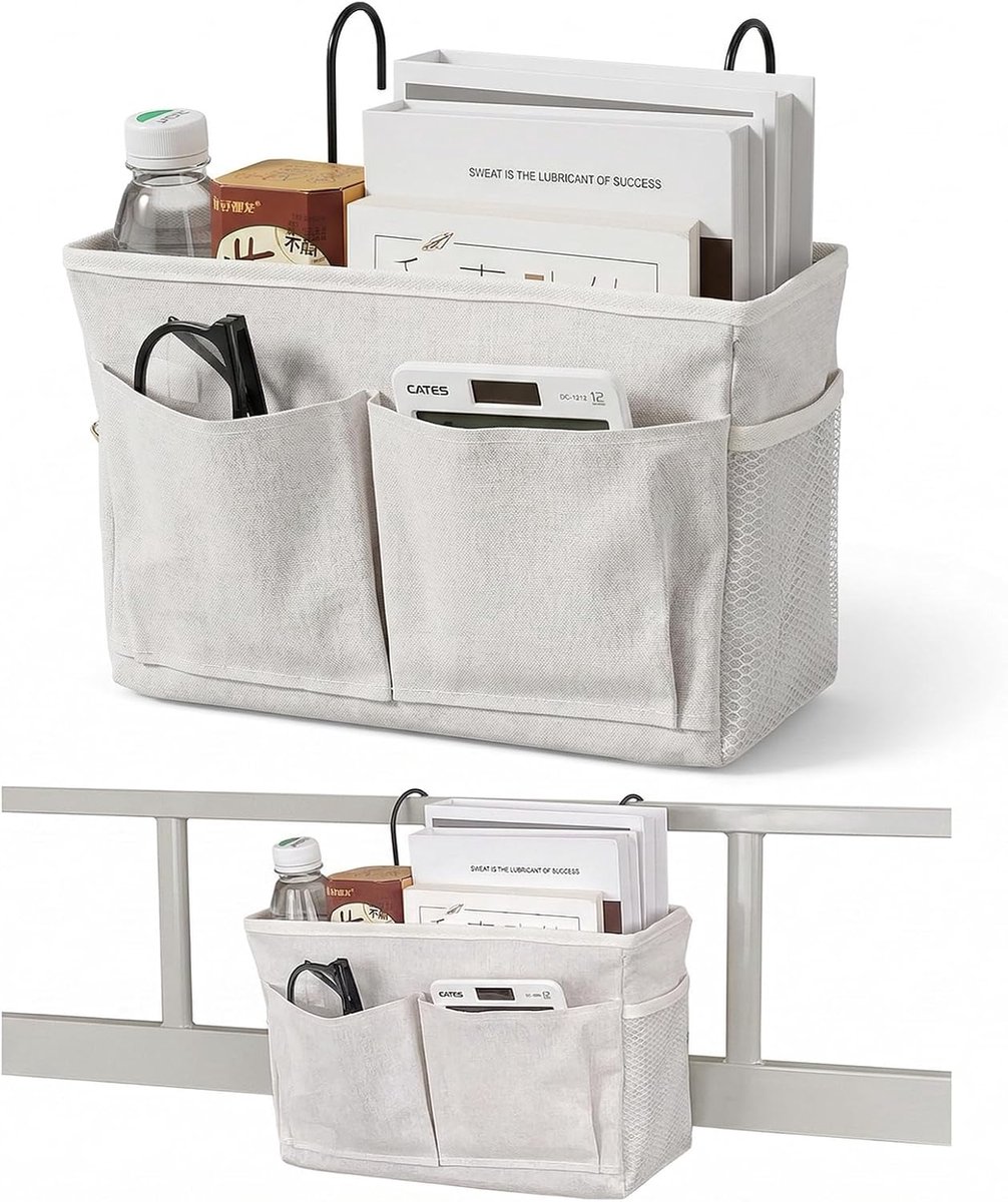 Bed Organiser 30 x 20 cm - Katoen Linnen - Hangende Organizer - Ruimtebesparende opbergruimte - ShopVlot