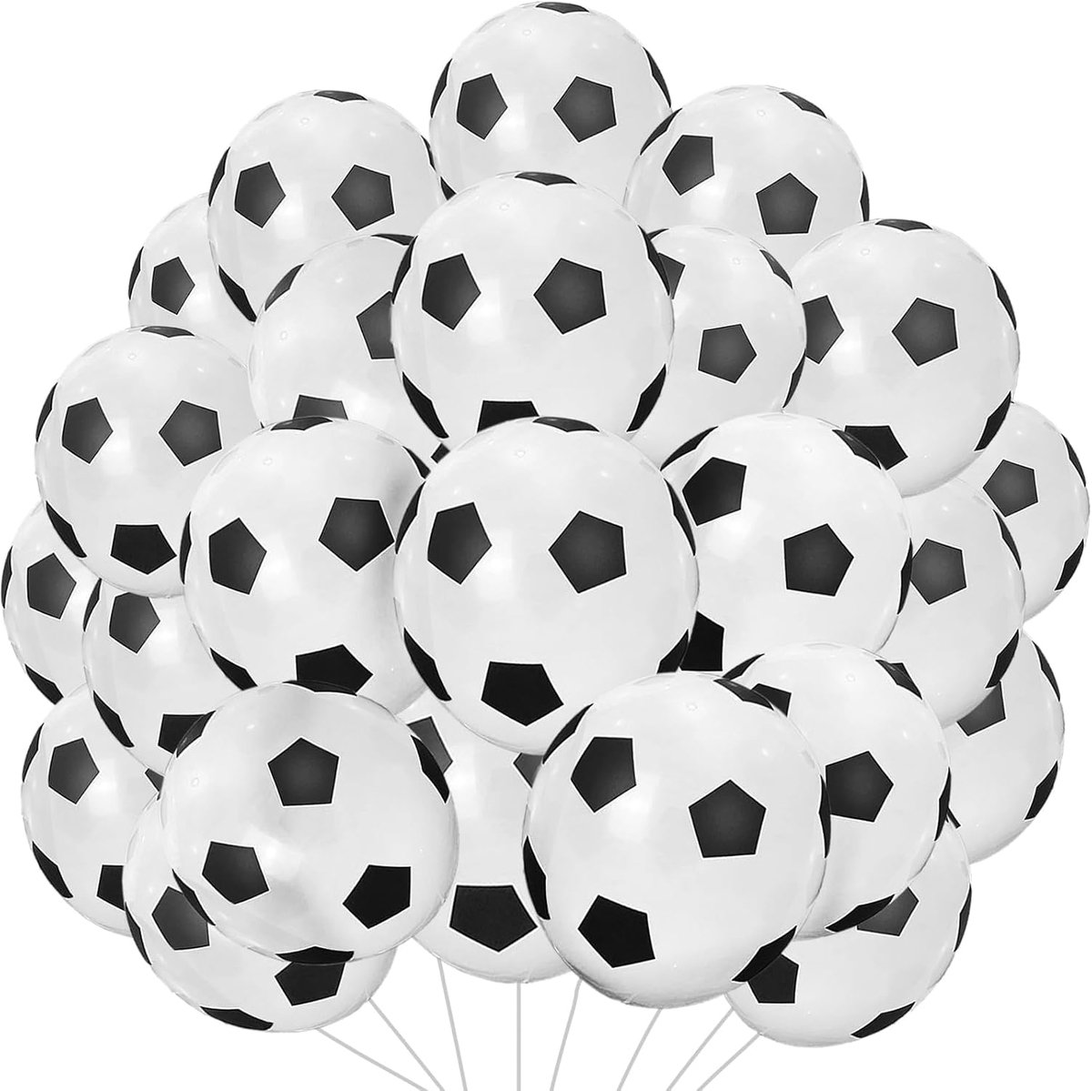 Voetbalballonnen 30 cm - Latex zwart-wit - 48 stuks - Perfect voor voetbalfeestdecoratie - ShopVlot