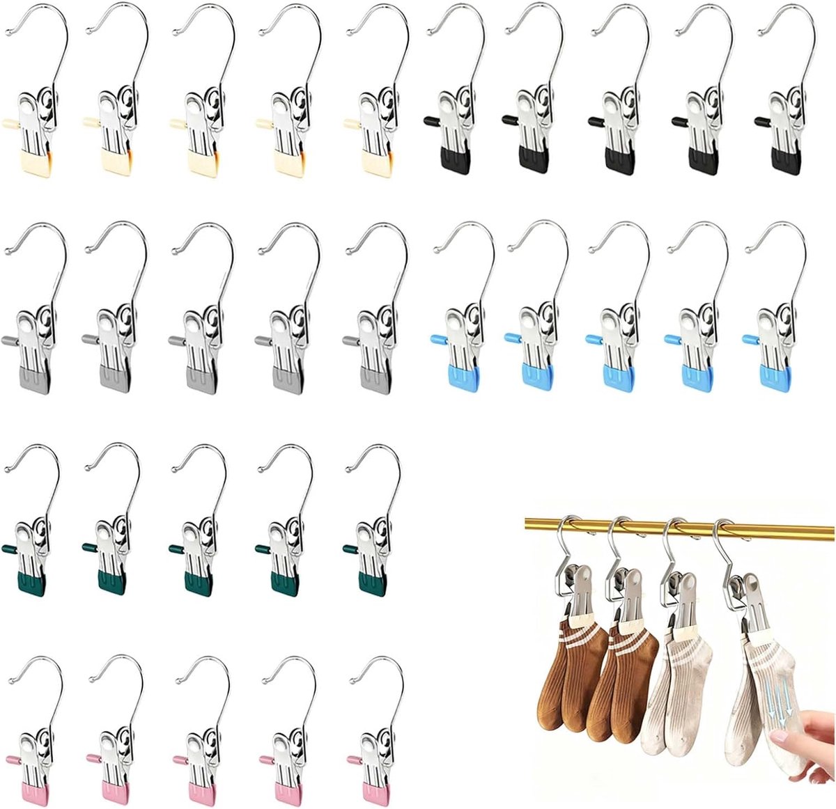 Kledingknijpers 10,5 x 2,2 cm - Roestvrij staal - Duurzaam en veelzijdig - Ideaal voor binnen en buiten - ShopVlot