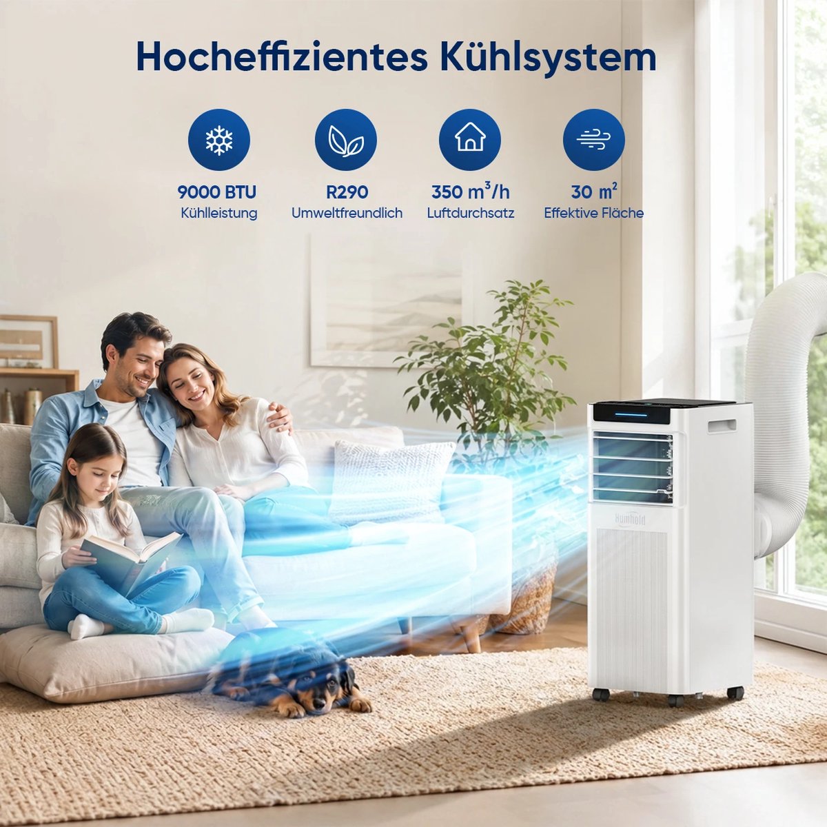 KungFu buy Mobiele airco 9000 BTU 3-in-1 airconditioner met stille slaapmodus koelen ontvochtigen ventileren 2,6 kW capaciteit thumbnail 3