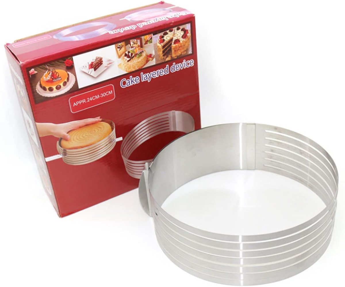 SnelShoppen - Mousse Snijdende Taart Cutter, RVS Verstelbare Taartsnijder, Ring Slicer Bakgereedschap, Brood Uittrekbare Snijder Verstelbaar voor Hand