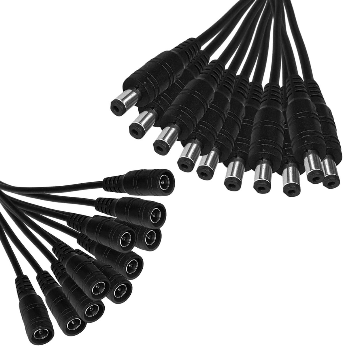 DC stekker 12 V kabelset 30 cm - 20 stuks holle stekkers - 10 mannelijke en 10 vrouwelijke - ShopVlot