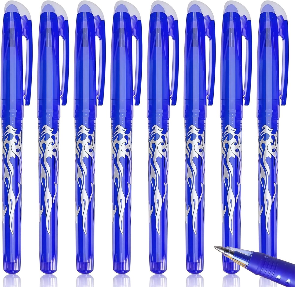Vervangbare balpennen set 0.5mm - 8 stuks blauw - uitgloeibaar - ideaal voor foutloos schrijven - ShopVlot
