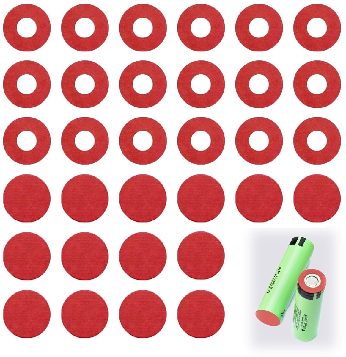 18650 Battery Insulators, Wrapping Paper Insulator Rings, 18650 Rings, Electric Insulating Paper, Batteries, Red, Pack - ShopVlot