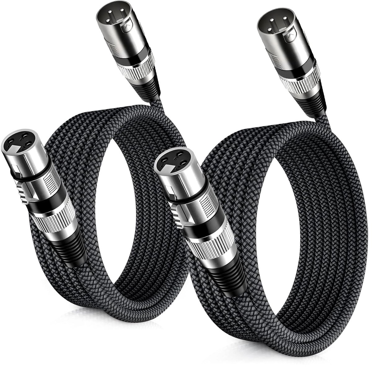 Elebase XLR Microfoon Kabel 2 Pack 1 m, XLR Mannelijk naar Vrouwelijk Microfoon Koord, 3-pins Gebalanceerde - ShopVlot