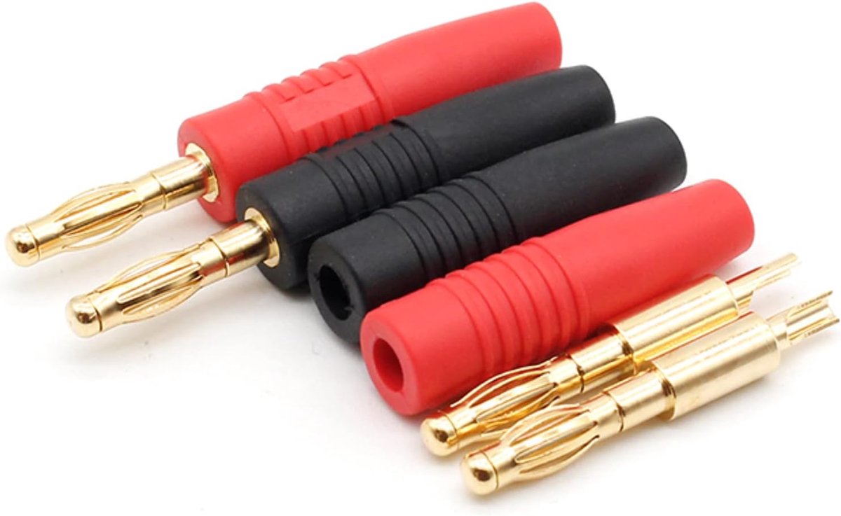 4 pairs (8 pieces) 4mm banana plugs banana plug gold plug connector for charger, charging cable laboratory red black - ShopVlot