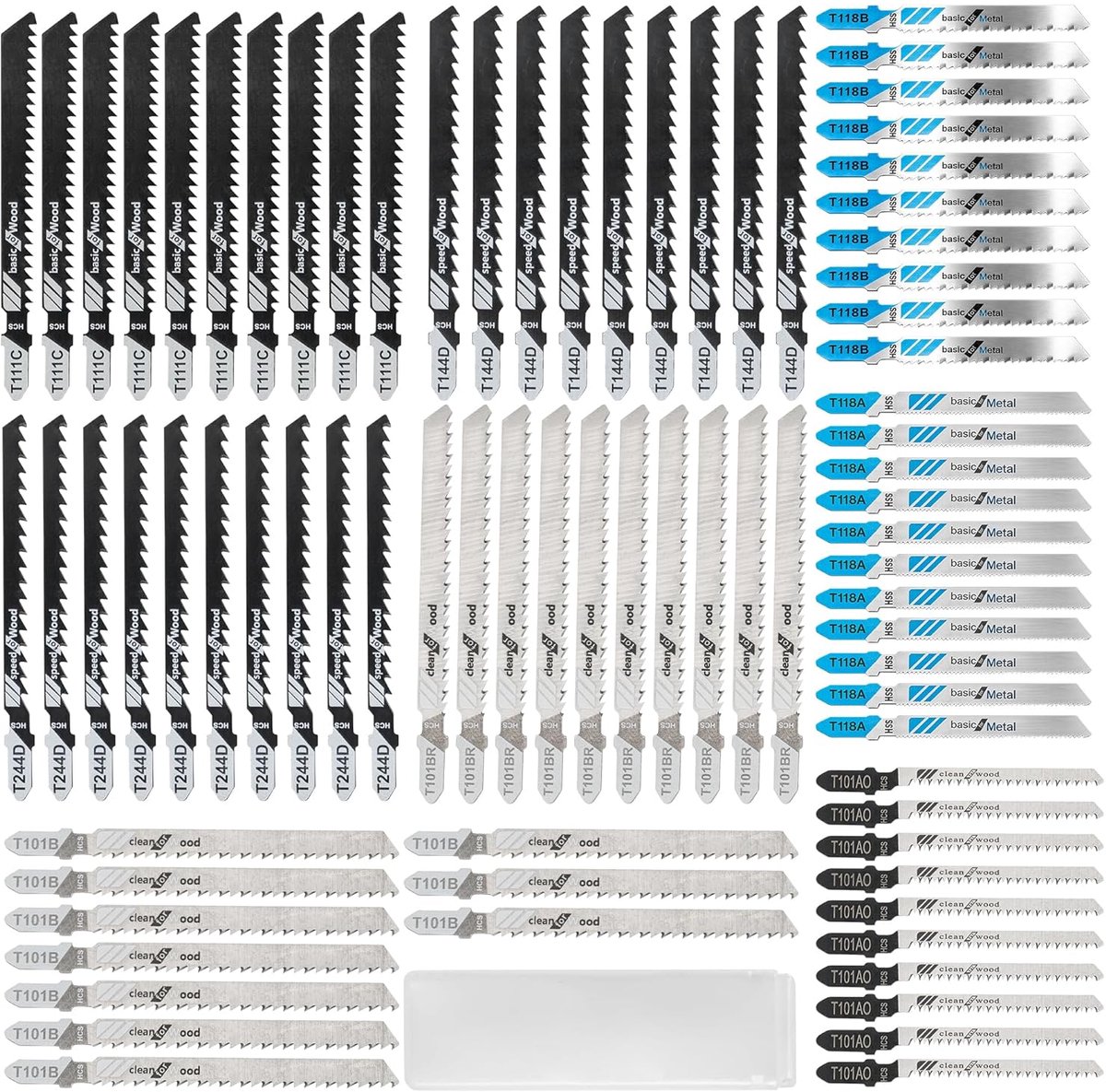 Jigsaw Blades Set, 80 Pieces, Professional Carbonaceous Steel Saw Blades, T-Shank, Jigsaw Blades for Wood, Plastic and - ShopVlot