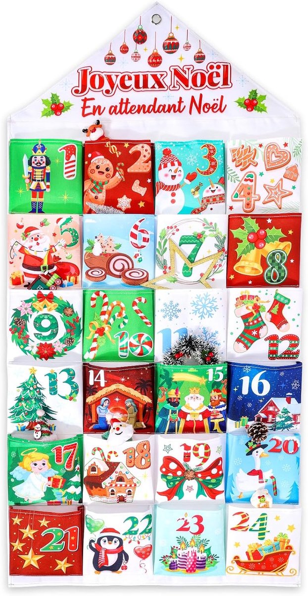 DPKOW French Advent Calendar for Filling 2024, Empty Advent Calendar for Filling, Fabric Advent Calendar for Hanging - ShopVlot
