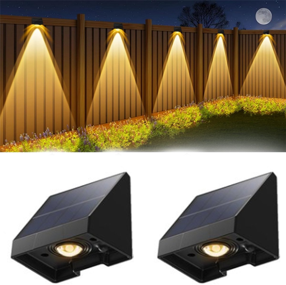 KZQ 2-pack solar hekverlichting - Warm- Waterdicht en helder voor terras tuin trap en zwembad - Eenvoudige montage op hek en muur - Zwart