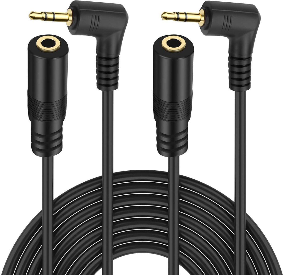 MEIRIYFA 2.5mm Audio Extension Cable, 2pcs 90 Degree TRS Plug to Bus Jack Adapter Cable for Smartphone, Headphones - ShopVlot