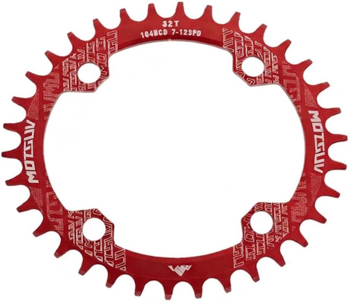 104 BCD 32T Narrow Wide Chainring, Oval Bicycle Single Chain Ring (Red) - ShopVlot