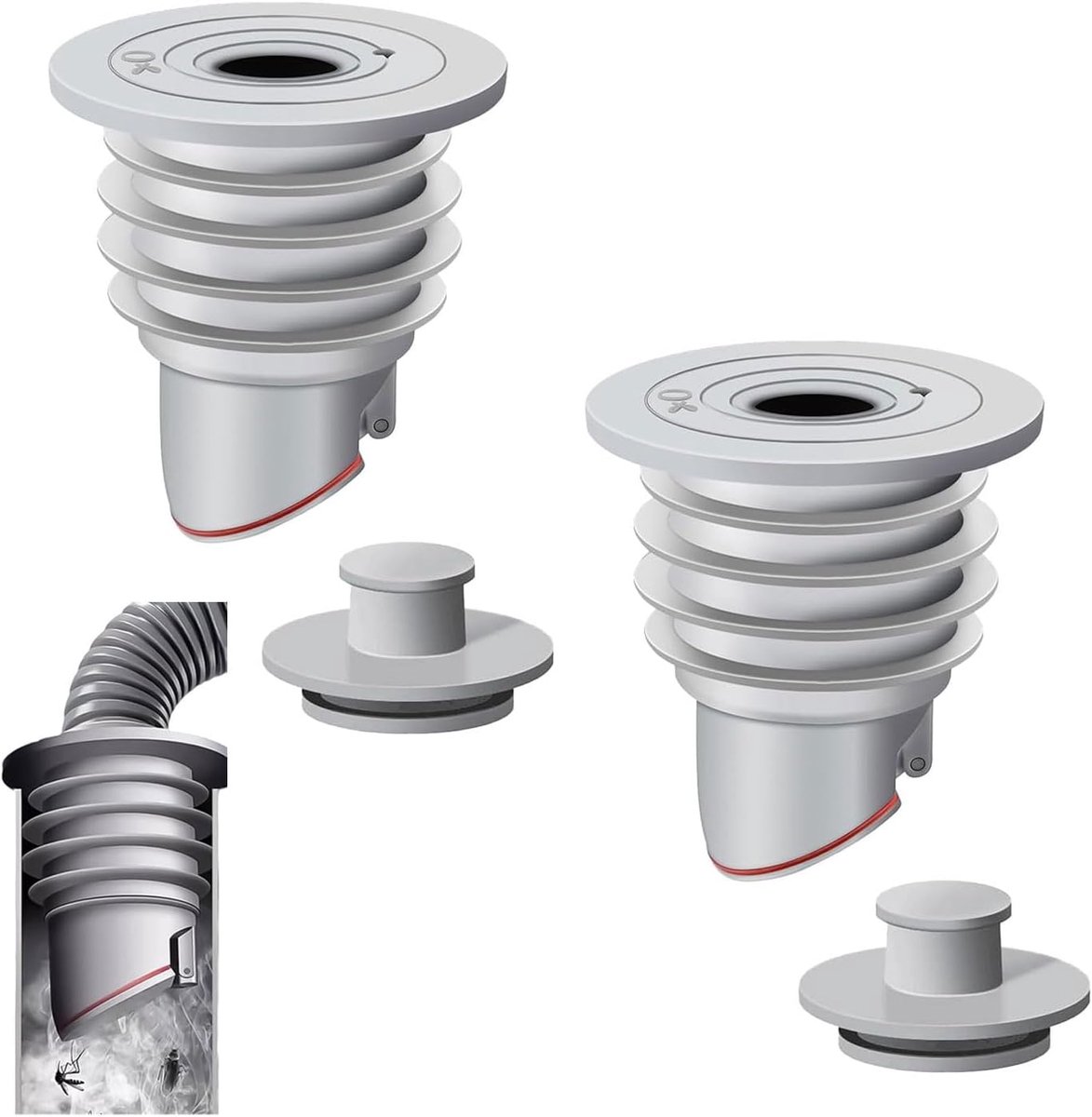 JOYOLA 2Pcs Washing Machine Hose Connection, 45-50mm Drain Pipe Sealing Plug, Drain Pipe Seal Plug Deodorant for - ShopVlot