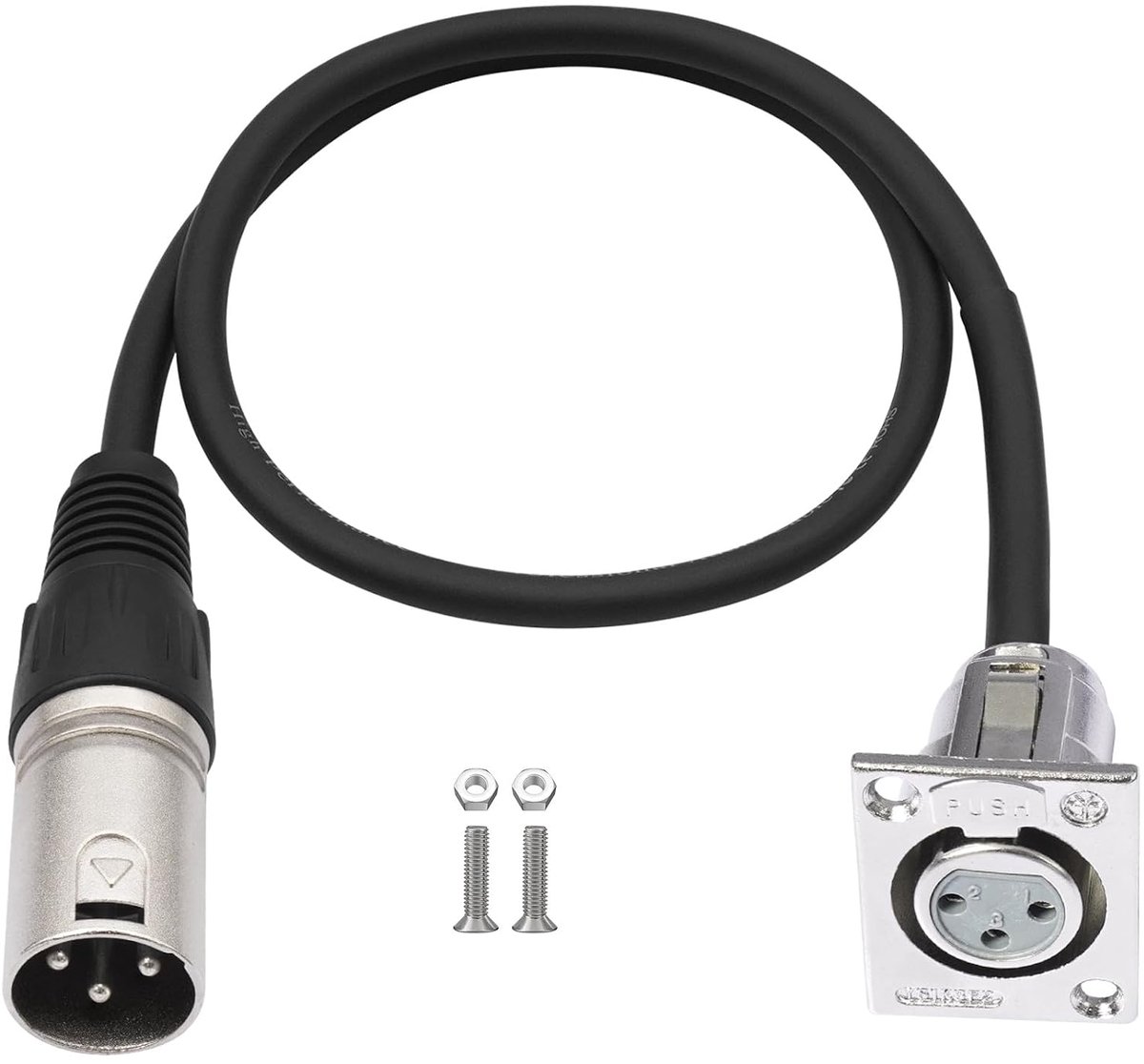 3 Pin XLR Plug to D Type XLR Bushing, Panel Mount Cable, 2ft XLR Adapter Cable for Microphone, Audio Patch Panel - ShopVlot