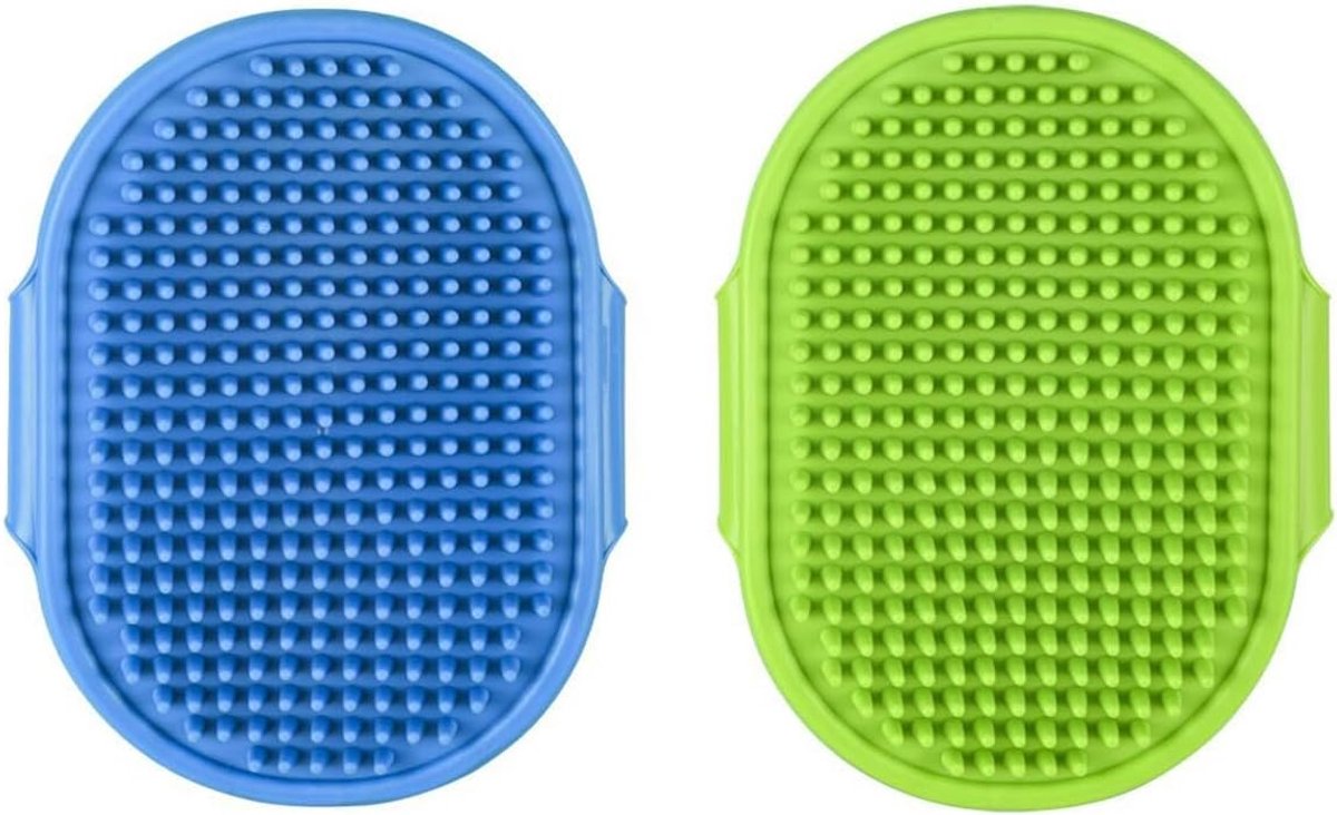 2 stuks badborstel, rubberen spoel, zachte siliconen borstelborstel met verstelbare handgreep voor honden, katten - ShopVlot