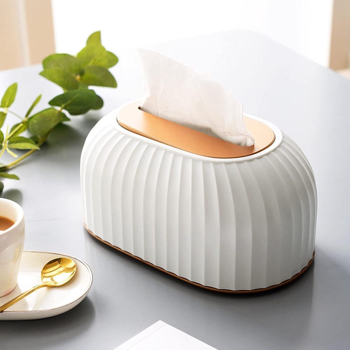 Plastic Tissue Box with Lid, Striped Tissue Box, Tissue Dispenser, Decorative Tissue Holder - ShopVlot
