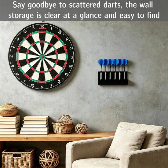 Set van 6 dartpijlen, houder voor aan de muur, acryl dartaccessoires, 15 x 8 cm, geschikt voor staal en softdarts - ShopVlot — afbeelding 2