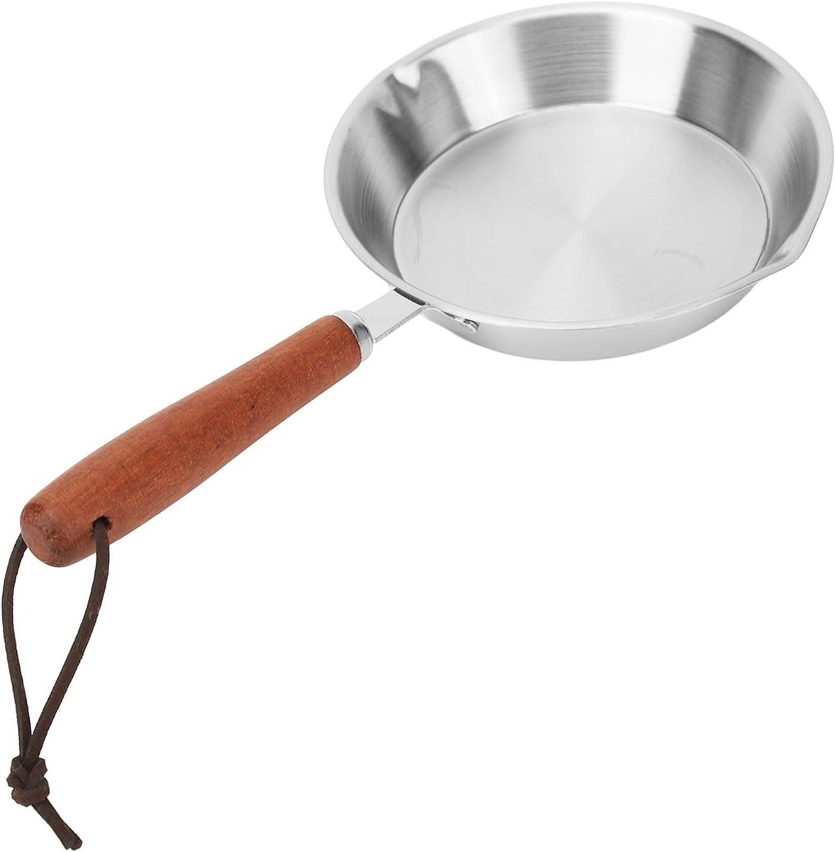 Tiiyee Stainless steel egg pan with wooden handle, small pan frying mini non-stick pan for household restaurant - ShopVlot